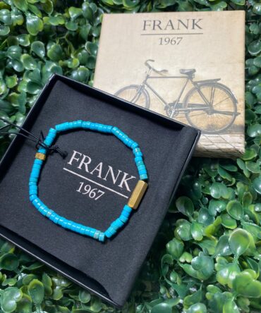 Frank: Pulsera azul turquesa y dorado 7FB-0493
