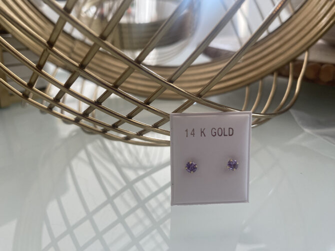 Amaury: Pantallas en oro 14K con zirconias violeta (104SB)