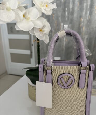 Cartera Véronique crema y violeta