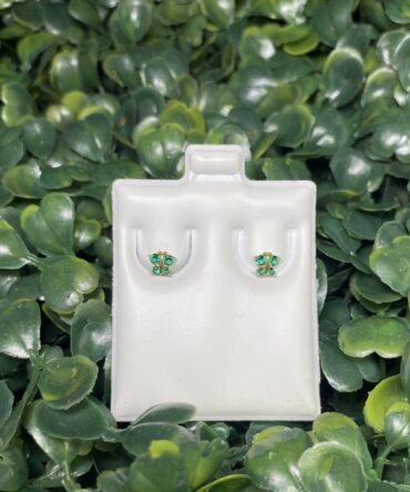 Amaury: Pantallas en oro con zirconias verdes en forma de mariposa ER2452