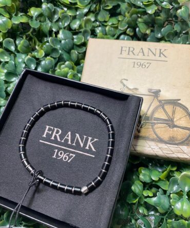 Frank: Pulsera negra con plateado 7FB-0694