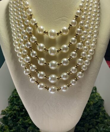 Aesthetic: Collar dorado con perlas Z36