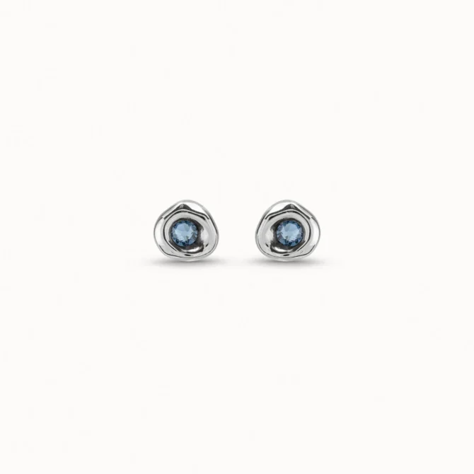 UNO DE 50 PENDIENTES PLATA CRISTALES AZUL