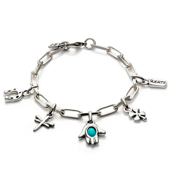 UNO DE 50 PULSERA PLATA ESLABONES DE LA SUERTE (M)