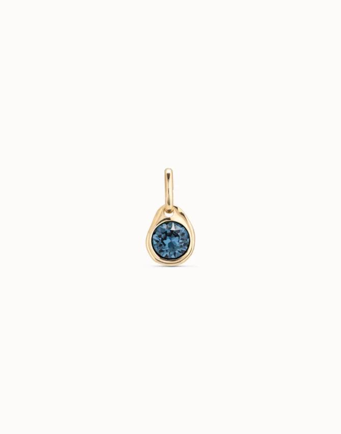 UNO DE 50 CHARM DORADO CRISTAL AZUL