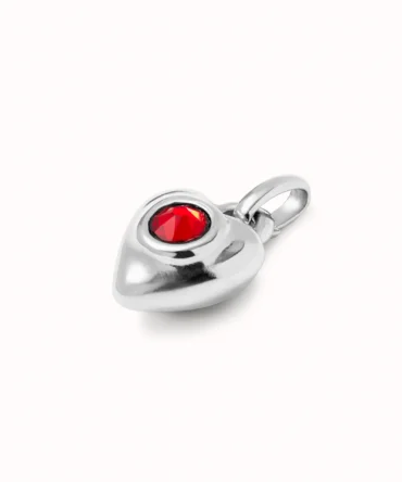 UNO DE 50 CHARM PLATEADO CORAZON ROJO