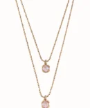 UNO DE 50 COLLAR DORADO CRISTALES ROSA
