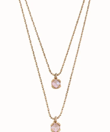 UNO DE 50 COLLAR DORADO CRISTALES ROSA