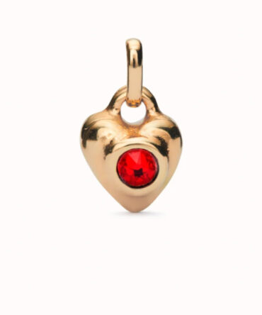 UNO DE 50 CHARM CORAZÓN ROJO DORADO