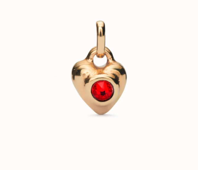 UNO DE 50 CHARM CORAZÓN ROJO DORADO