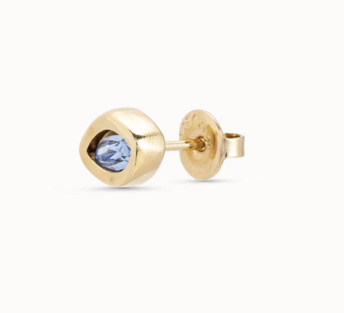 UNO DE 50: Single Stud Earring With Blue Stone