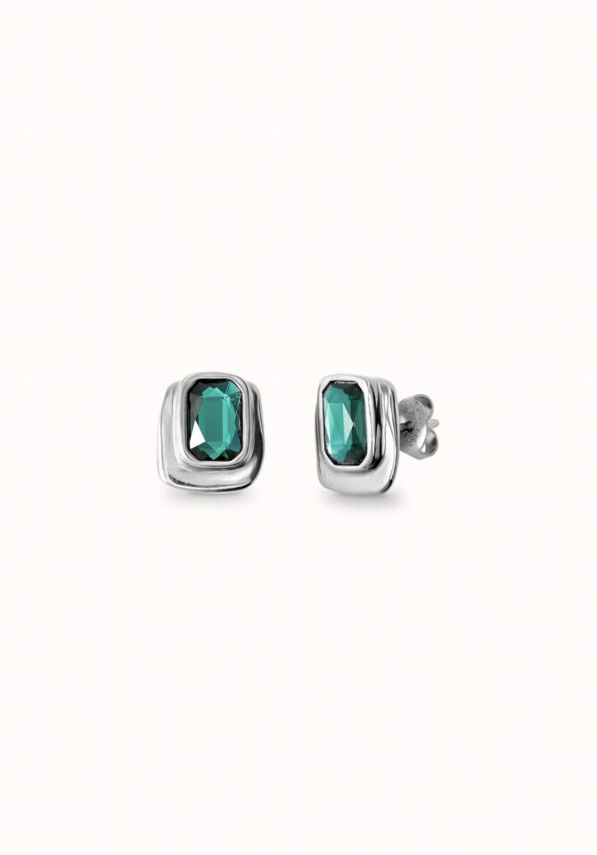 UNO DE 50: Stud earrings with green crystal
