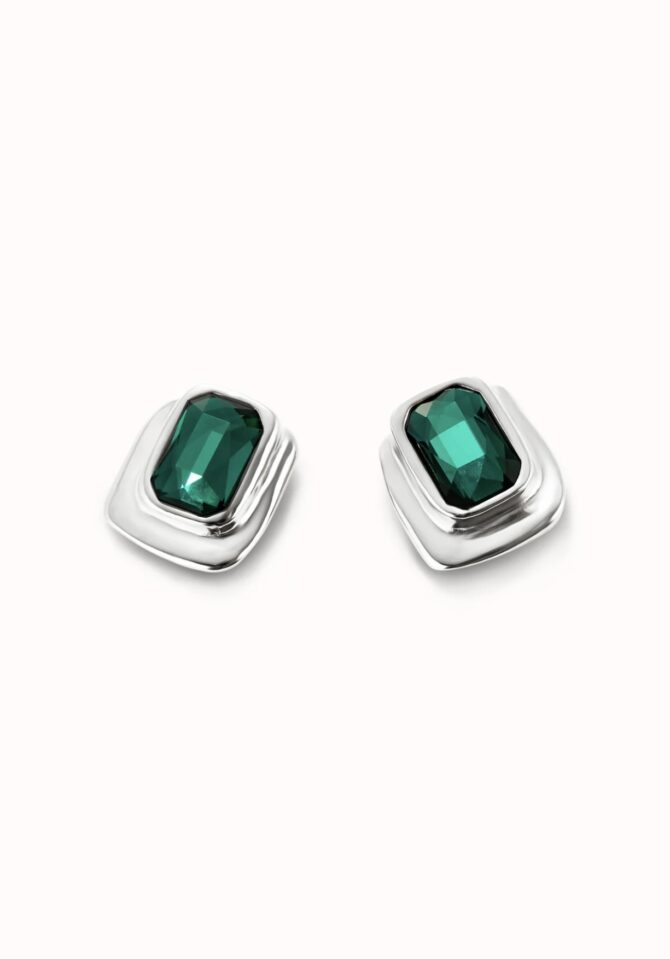 UNO DE 50: Stud earrings with green crystal