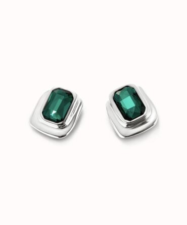 UNO DE 50: Stud earrings with green crystal
