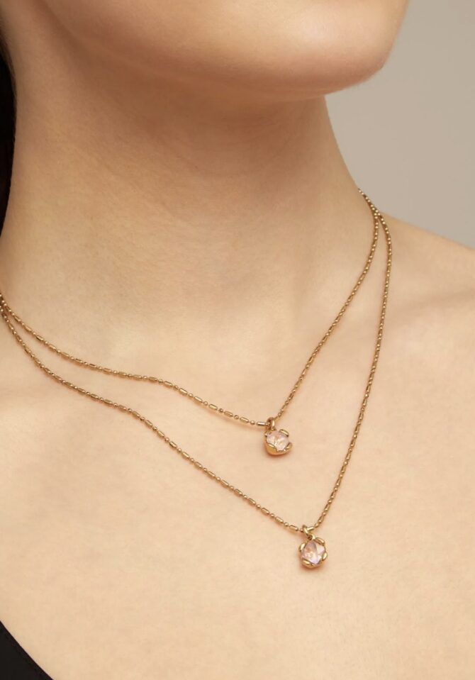 UNO DE 50: Long pendant chain necklace with crystals