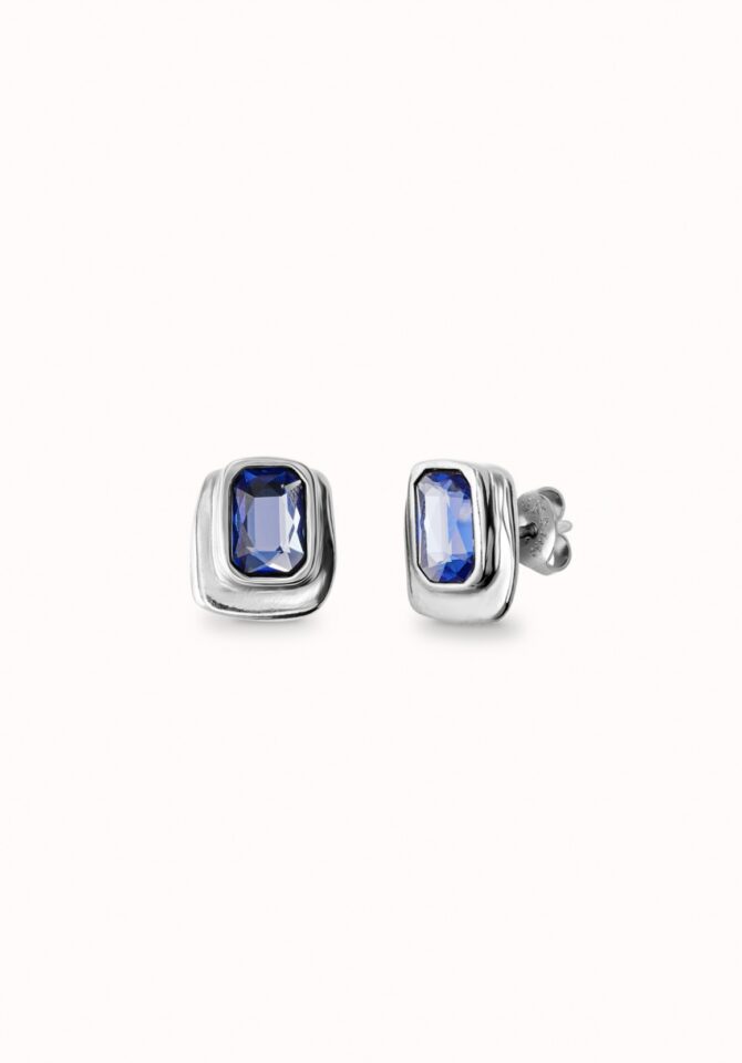 UNO DE 50: Stud earrings with blue crystal