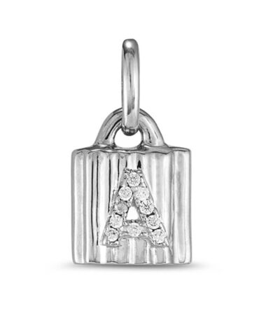UNO DE 50: Charm de Candado con la Letra A en diamantes