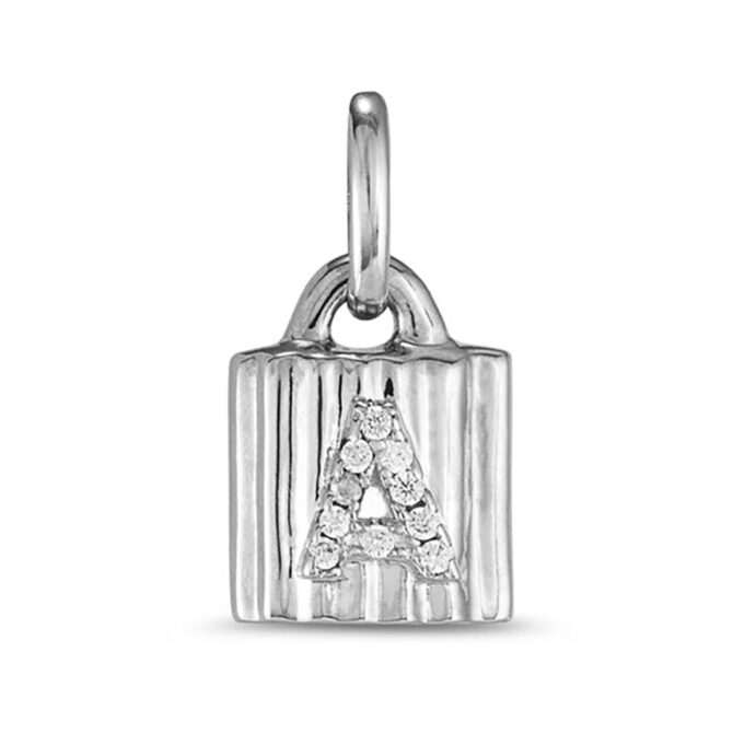 UNO DE 50: Charm de Candado con la Letra A en diamantes