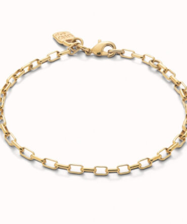 Uno de 50 Pulsera de cadena con dijes de eslabones de tamaño dorada (M)
