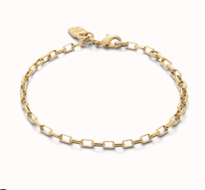Uno de 50 Pulsera de cadena con dijes de eslabones de tamaño dorada (M)