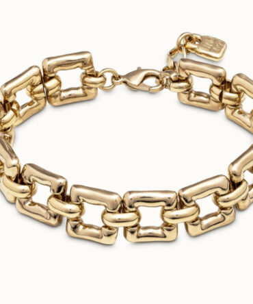 Uno de 50 Pulsera de cadena de eslabones cuadrados dorado (M)