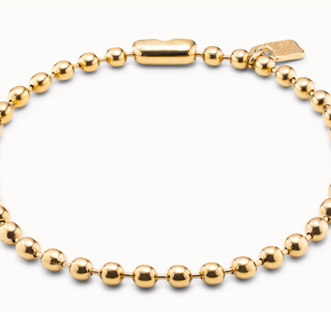 UNO DE 50 Collar corto de cuentas con candado dorado