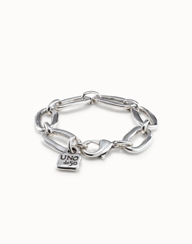 UNO DE 50 PULSERA PLATA ESLABONES GRANDES (M)