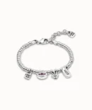 UNO DE 50 PULSERA PLATA OJITO VIOLETA Y SUERTE (S)