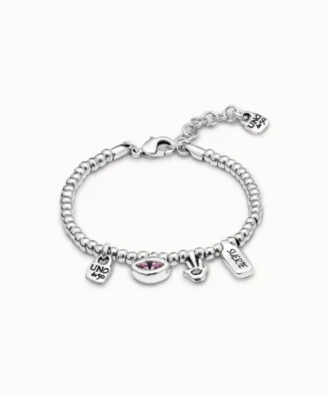 UNO DE 50 PULSERA PLATA OJITO VIOLETA Y SUERTE (S)