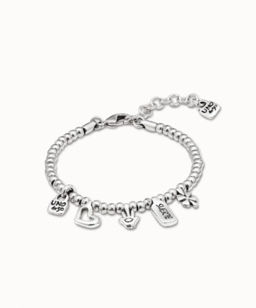 UNO DE 50 PULSERA PLATA  CHARM  DE LA SUERTE Y CORAZON (S)
