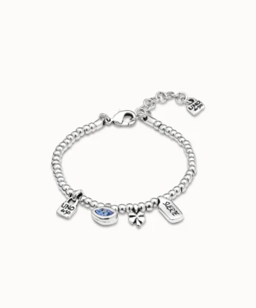 UNO DE 50 PULSERA PLATA OJITO COLOR AZUL (S)