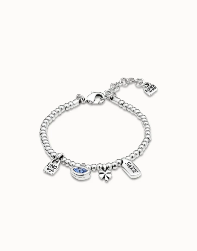 UNO DE 50 PULSERA PLATA OJITO COLOR AZUL (S)