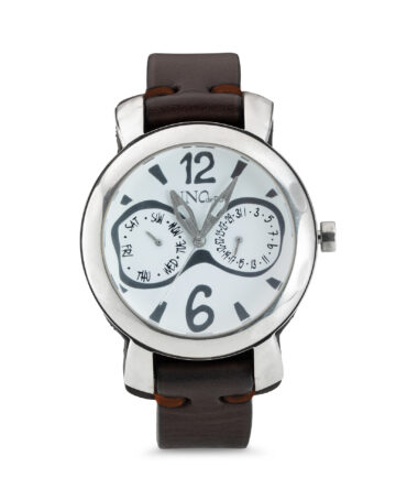 UNO DE 50 RELOJ PLATA  EN CUERO PARA HOMBRE