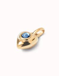 UNO DE 50 CHARM CORAZON DORADO AZUL