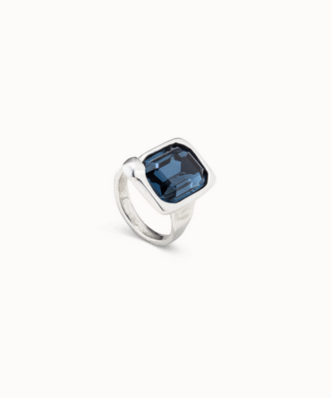 UNO DE 50 SORTIJA PLATEADA CRISTAL AZUL (SIZE 18)