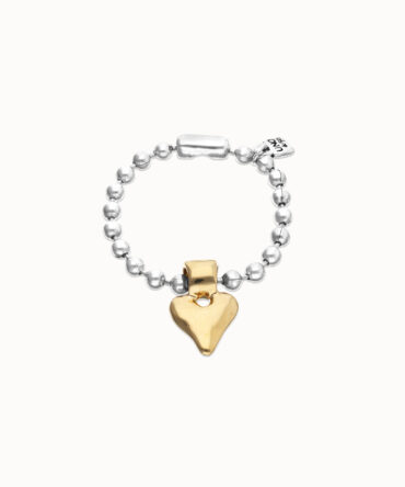 Pulsera de bolas bañada en oro 18k con detalle de corazón