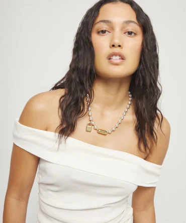 Collar de bolas bañado en plata con detalles bañados en oro 18k