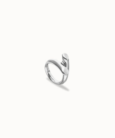 Anillo bañado en plata de ley con dos formas orgánicas entrelazadas-15