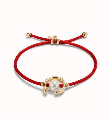 Pulsera de hilo rojo con perla shell fornitura