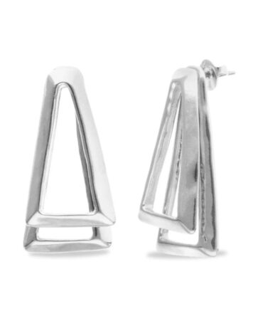 Silver Geometric Core Earrings